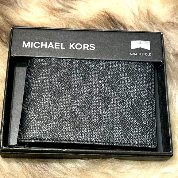 New Michael Kors Jet Set Leather Billfold Slim Mens - Picture 12 of 12